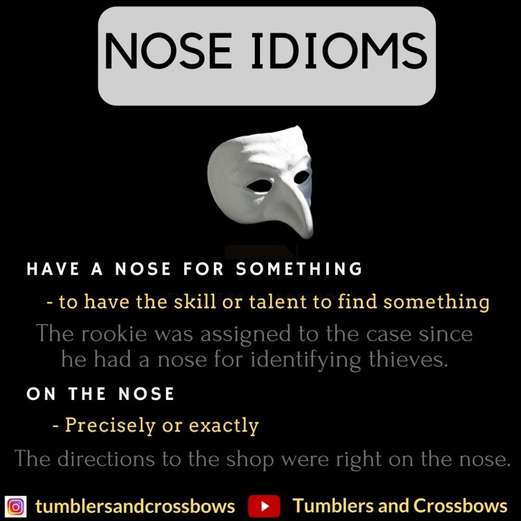 Have a nose for something - to have the skill or talent to find something

One the nose - precisely or exactly